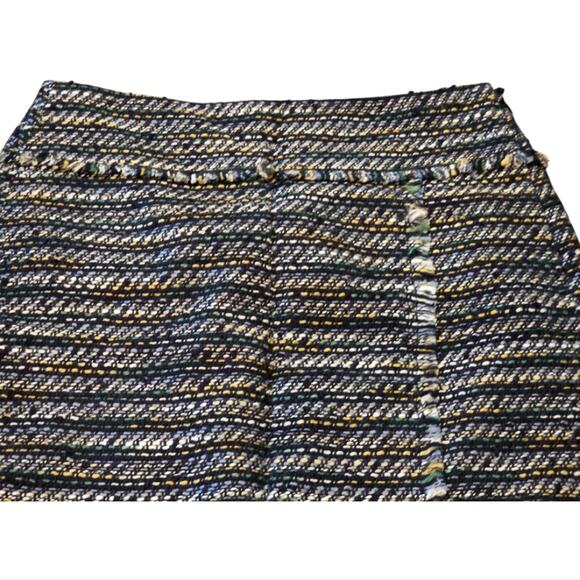 Loft Fringe Detail Chic Multicolor Tweed Skirt Size 6 - Picture 4 of 8
